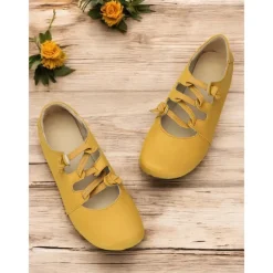 Women's Soft Faux Leather Barefoot Shoes with Adjustable Straps – Lightweight and Flexible Casual Flats