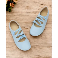 Women's Soft Faux Leather Barefoot Shoes with Adjustable Straps – Lightweight and Flexible Casual Flats