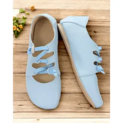 Women's Soft Faux Leather Barefoot Shoes with Adjustable Straps – Lightweight and Flexible Casual Flats
