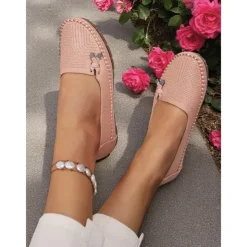 Women's Soft Pink Loafers – Comfortable Slip-On Driving Moccasins for Office, Shopping and Weekend Outings