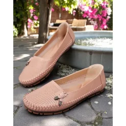 Women's Soft Pink Loafers – Comfortable Slip-On Driving Moccasins for Office, Shopping and Weekend Outings