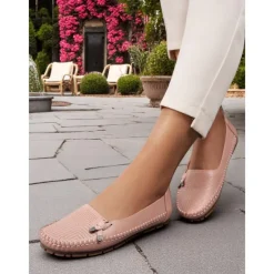Women's Soft Pink Loafers – Comfortable Slip-On Driving Moccasins for Office, Shopping and Weekend Outings