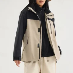 Women's Softshell Jacket Hiking Jacket Winter Outdoor Color Block Thermal Warm Fleece Lining Windproof Water Resistant 3-in-1 Jacket Winter Jacket Lightweight Jacket Traveling Black White Ivory