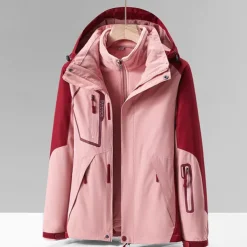 Women's Softshell Jacket Hiking Jacket Winter Outdoor Windproof Water Resistant 3-in-1 Jacket Fleece Jackets Windbreaker Jacket Traveling Black Ivory Pink Green