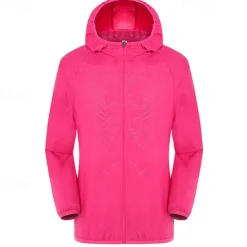 Women's Softshell Jacket Hiking Jacket Outdoor Sun Protection Windproof Lightweight Jacket Windbreaker Jacket Traveling Wine Red Black White Yellow Pink