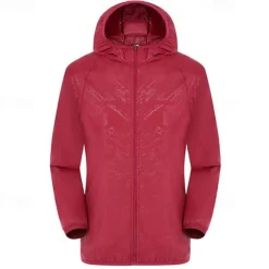 Women's Softshell Jacket Hiking Jacket Outdoor Sun Protection Windproof Lightweight Jacket Windbreaker Jacket Traveling Wine Red Black White Yellow Pink