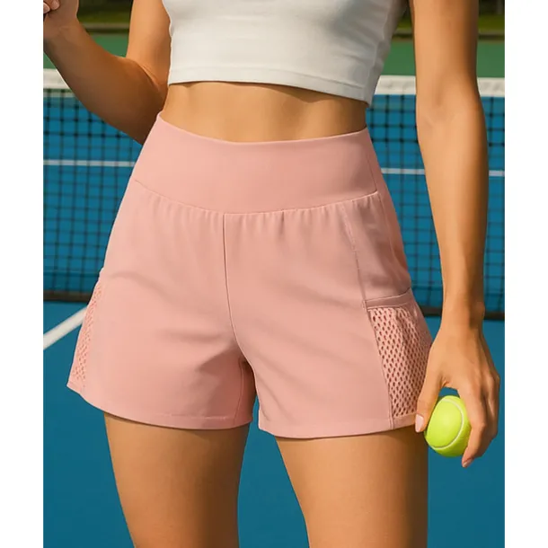 Women's Solid Colored Sports Shorts Tennis Shorts 2 in 1 Moisture Wicking Breathable Tennis Golf Pickleball Black Yellow Pink Tennis Clothing