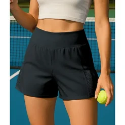 Women's Solid Colored Sports Shorts Tennis Shorts 2 in 1 Moisture Wicking Breathable Tennis Golf Pickleball Black Yellow Pink Tennis Clothing