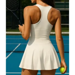 Women's Solid Colored Tennis Skirts with Shorts Sports Dress Sleeveless Front Zip Moisture Wicking Breathable Tennis Golf Pickleball Black White Tennis Clothing