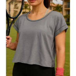 Women's Solid Colored Tennis Top Short Sleeves Backless Hole Sweat-Wicking Moisture Wicking Breathable Tennis Golf Pickleball Black Pink Gray Tennis Clothing