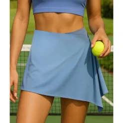 Women's Solid Colored Tennis Skirts Two-piece Suit Pocket Sweat-Wicking Moisture Wicking Breathable Tennis Golf Pickleball Black Navy Blue Sky Blue Tennis Clothing