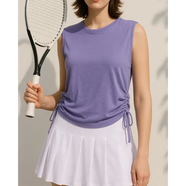 Women's Solid Colored Tennis Top Sleeveless Drawstring Sweat-Wicking Moisture Wicking Breathable Tennis Golf Pickleball Violet Black White Tennis Clothing