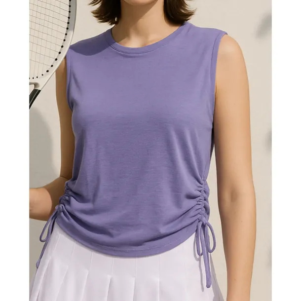 Women's Solid Colored Tennis Top Sleeveless Drawstring Sweat-Wicking Moisture Wicking Breathable Tennis Golf Pickleball Violet Black White Tennis Clothing