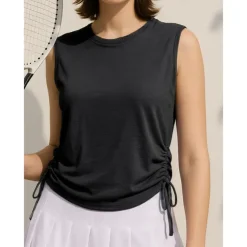 Women's Solid Colored Tennis Top Sleeveless Drawstring Sweat-Wicking Moisture Wicking Breathable Tennis Golf Pickleball Violet Black White Tennis Clothing