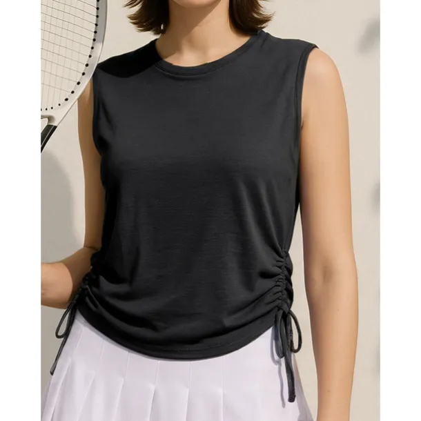 Women's Solid Colored Tennis Top Sleeveless Drawstring Sweat-Wicking Moisture Wicking Breathable Tennis Golf Pickleball Violet Black White Tennis Clothing