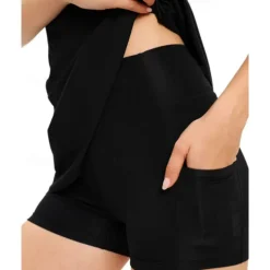 Women's Solid Colored Tennis Dress Sleeveless Drawstring Ruffle Quick Dry Breathable Tennis Golf Pickleball Round Black White Yellow Tennis Clothing