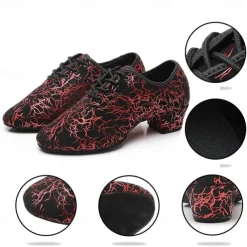 Women's Sparkling Ballroom Dance Shoes with Lace-Up Design and Soft Suede Sole – Comfortable Low Heel Latin Salsa Shoes for Dance Competitions and Parties