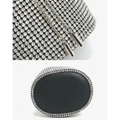 Women's Sparkling Silver Rhinestone Bucket Bag with Metal Ring Handle | Glamorous Accessory for Evening Parties and Special Occasions