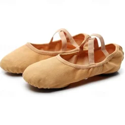 Women's Split Sole Canvas Ballet Shoes with Cross Elastic Straps – Lightweight Professional Dance Slippers for Ballet Practice and Training