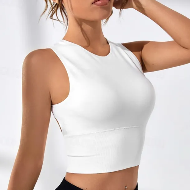 Women's Sports Bra High Support Open Back Removable Pad Solid Color Dark Grey Spandex Yoga Fitness Gym Workout Bra Top Sport Activewear High Impact Breathable Comfortable Stretchy Slim Home Outfits