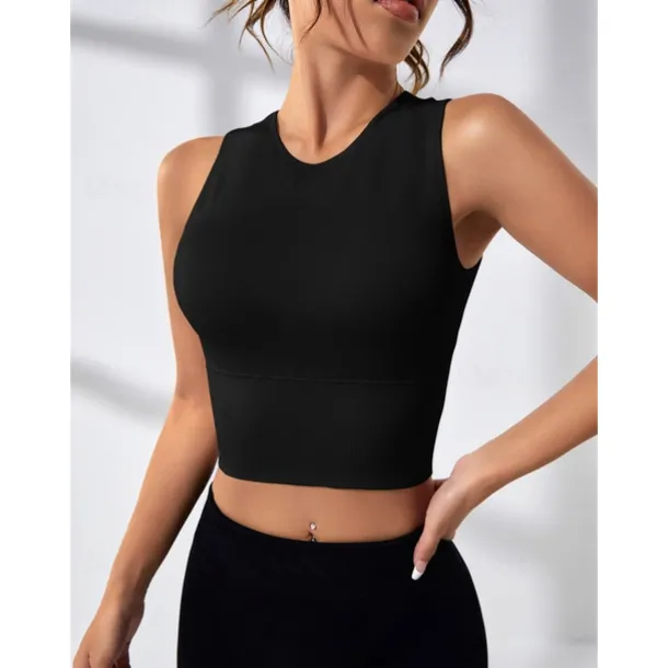 Women's Sports Bra High Support Open Back Removable Pad Solid Color Dark Grey Spandex Yoga Fitness Gym Workout Bra Top Sport Activewear High Impact Breathable Comfortable Stretchy Slim Home Outfits