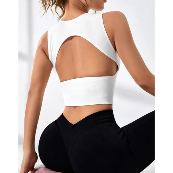 Women's Sports Bra High Support Open Back Removable Pad Solid Color Dark Grey Spandex Yoga Fitness Gym Workout Bra Top Sport Activewear High Impact Breathable Comfortable Stretchy Slim Home Outfits