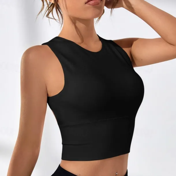 Women's Sports Bra High Support Open Back Removable Pad Solid Color Dark Grey Spandex Yoga Fitness Gym Workout Bra Top Sport Activewear High Impact Breathable Comfortable Stretchy Slim Home Outfits