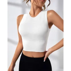 Women's Sports Bra High Support Open Back Removable Pad Solid Color Dark Grey Spandex Yoga Fitness Gym Workout Bra Top Sport Activewear High Impact Breathable Comfortable Stretchy Slim Home Outfits