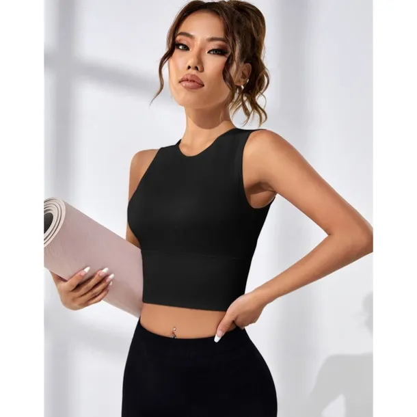 Women's Sports Bra High Support Open Back Removable Pad Solid Color Dark Grey Spandex Yoga Fitness Gym Workout Bra Top Sport Activewear High Impact Breathable Comfortable Stretchy Slim Home Outfits