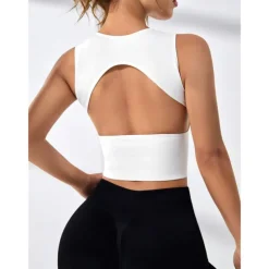 Women's Sports Bra High Support Open Back Removable Pad Solid Color Dark Grey Spandex Yoga Fitness Gym Workout Bra Top Sport Activewear High Impact Breathable Comfortable Stretchy Slim Home Outfits