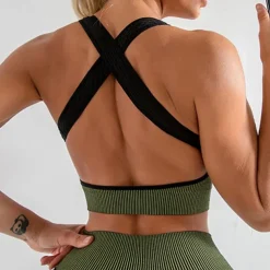 Women's Sports Bra with Tights Yoga Set 3-Piece Color Block Athletic Clothing Set Clothing Suit Black Pink Yoga Fitness Gym Workout High Waist Breathable Soft Long Sleeve Sport Activewear