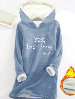 Women's Sporty Chic Hoodie Sweatshirt Pullover Sherpa Letter Casual Sports Print Warm Fuzzy Comfrt Hoodie Long Sleeve Top Micro-elastic Fall & Winter Comfrt Breathable Soft Fabric