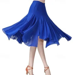 Women's Standard Dance 360-Degree Long Skirt Latin Salsa Rumba Flamenco Practice Dress