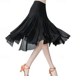 Women's Standard Dance 360-Degree Long Skirt Latin Salsa Rumba Flamenco Practice Dress