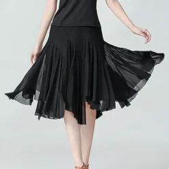 Women's Standard Dance 360-Degree Long Skirt Latin Salsa Rumba Flamenco Practice Dress