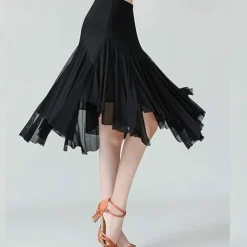 Women's Standard Dance 360-Degree Long Skirt Latin Salsa Rumba Flamenco Practice Dress