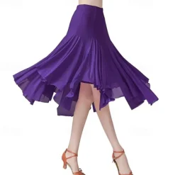 Women's Standard Dance 360-Degree Long Skirt Latin Salsa Rumba Flamenco Practice Dress