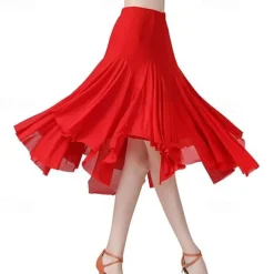 Women's Standard Dance 360-Degree Long Skirt Latin Salsa Rumba Flamenco Practice Dress