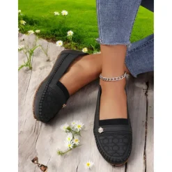 Women's Stitched Rhinestone Loafers – Comfortable Non-Slip Casual Driving Moccasins for Daily Wear