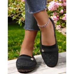 Women's Stitched Rhinestone Loafers – Comfortable Non-Slip Casual Driving Moccasins for Daily Wear