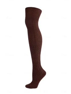 Women's Stockings Thigh-High Crimping Socks Tights Thermal Warm Leg Shaping High Elasticity Jacquard Knee high Socks Light Blue Black Wine One-Size