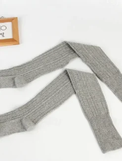 Women's Stockings Thigh-High Crimping Socks All Seasons Tights Thermal Warm Stretchy Knitting Fashion Casual Daily Navy Black White One-Size