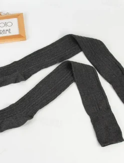 Women's Stockings Thigh-High Crimping Socks All Seasons Tights Thermal Warm Stretchy Knitting Fashion Casual Daily Navy Black White One-Size