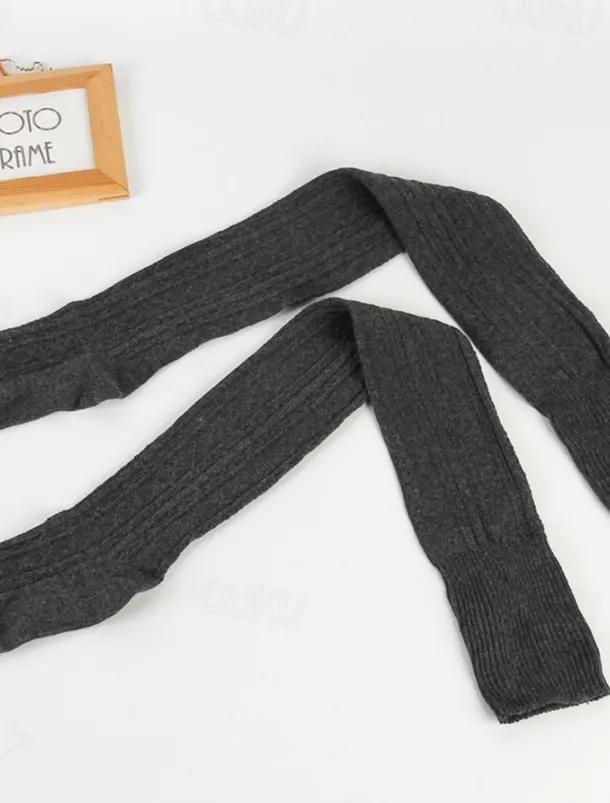 Women's Stockings Thigh-High Crimping Socks All Seasons Tights Thermal Warm Stretchy Knitting Fashion Casual Daily Navy Black White One-Size