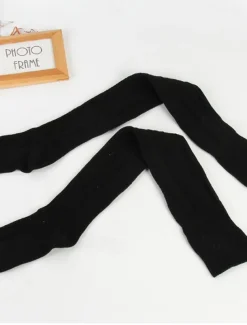 Women's Stockings Thigh-High Crimping Socks All Seasons Tights Thermal Warm Stretchy Knitting Fashion Casual Daily Navy Black White One-Size