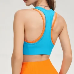 Women's Strap Tank Crew Neck Lightweight Comfortable Breathable Sporty Sleeveless Light Support Sports Color Block Sports Bra Tank Top For Gym Workout Running Fitness Slim Activewear