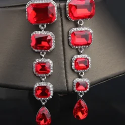 Women's Stud Earrings Drop Earrings Hoop Earrings Retro Drop Elegant Vintage Fashion Stylish Luxury Modern Earrings Jewelry Champagne / Red / Blue For Wedding Party Anniversary Valentine's Day