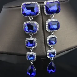 Women's Stud Earrings Drop Earrings Hoop Earrings Retro Drop Elegant Vintage Fashion Stylish Luxury Modern Earrings Jewelry Champagne / Red / Blue For Wedding Party Anniversary Valentine's Day