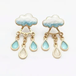 Women's Stud Earrings Drop Earrings Hoop Earrings Geometrical Clouds Elegant Vintage Cute Stylish Simple Earrings Jewelry Beige / White / Light Pink / Blue For Party Street Daily Holiday Festival 1