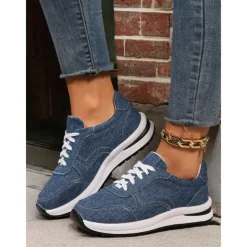 Women's Stylish Denim Sneakers with White Sole | Perfect for Casual and Everyday Wear